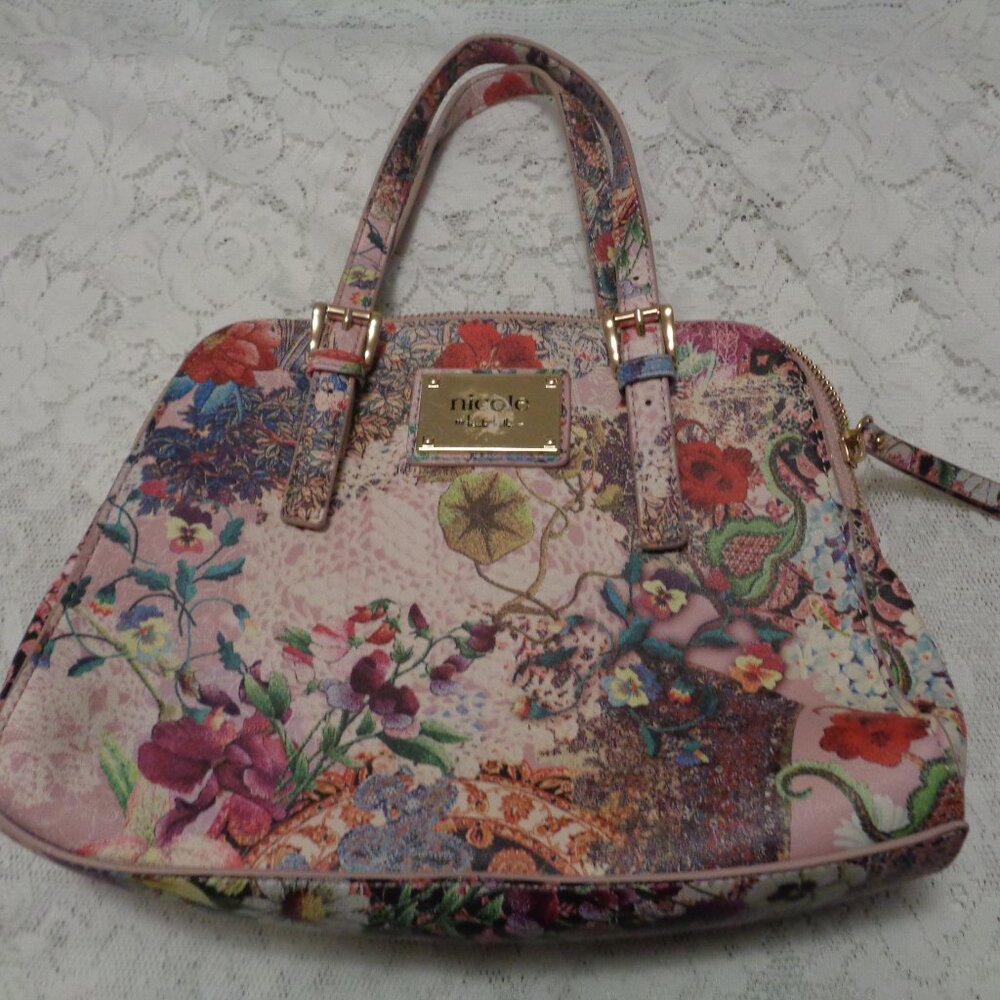 KAWAII LOLITA PINK FLORALS SWEET ROMANCE NICOLE PLASTICY MANY POCKETS PU…
